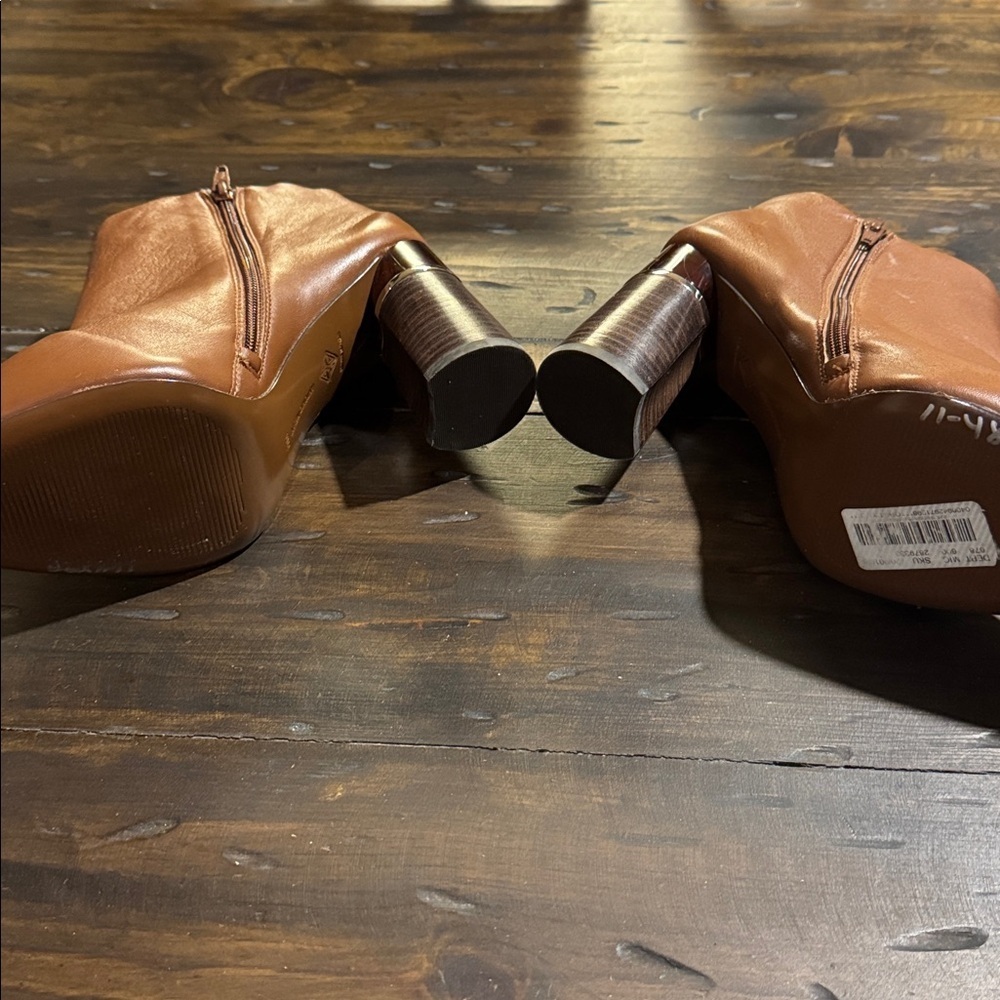 ANTONIO MELANI-Tan Leather Ankle Booties - Picture 3 of 7